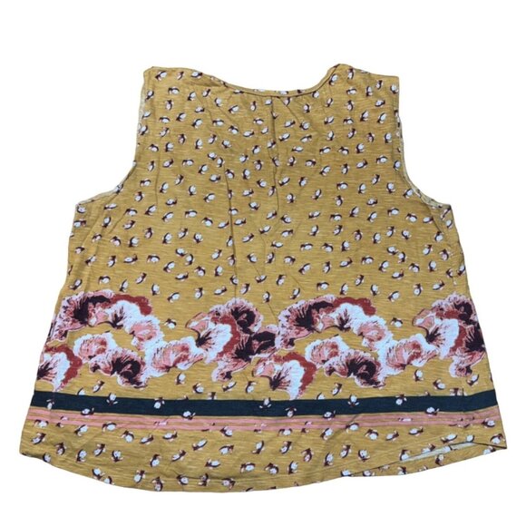 Loft Outlet Womens Sleeveless Floral Print Top Mustard & Pink XL - Picture 2 of 4